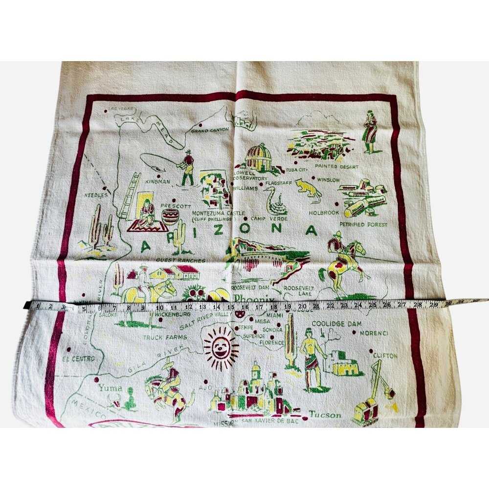 Vintage Arizona Map Tablecloth 39"x30" Cotton Linen Blend Southwest Decor Collec - Picture 11 of 13